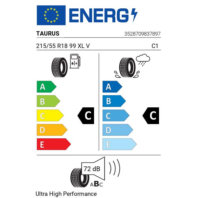 Eticheta Energetica Anvelope  215 55 R18 Taurus Ultra High Performance 