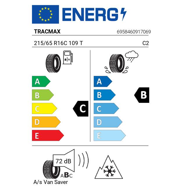 Eticheta Energetica Anvelope  215 65 R16C Tracmax A/s Van Saver 